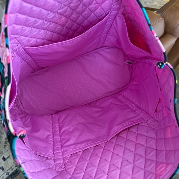 Vera Bradley Quilted Tote with Pockets Black with Bright Floral Print - Picture 5 of 9